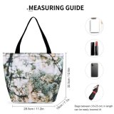 Yanfind Shopping Bag for Ladies Flower Flora Plant Cherry Forest Tree Sunlight Floral Bokeh Spring Flowers Reusable Multipurpose Heavy Duty Grocery Bag for Outdoors.