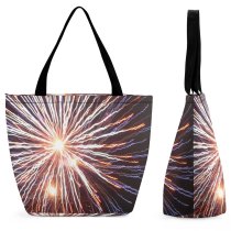 Yanfind Shopping Bag for Ladies Party Year Festa Ano Novo Fireworks Diwali Midnight Light Event Darkness Year's Reusable Multipurpose Heavy Duty Grocery Bag for Outdoors.