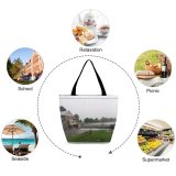 Yanfind Shopping Bag for Ladies Pond Mill Fog Fall Waterfall Falls Atmospheric Resources Property Natural Landscape Land Reusable Multipurpose Heavy Duty Grocery Bag for Outdoors.