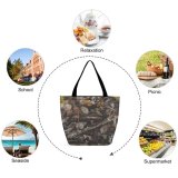 Yanfind Shopping Bag for Ladies Forest Reptile Box Turtle Tortoise Sea Uva Outdoor HQ Texture Season Reusable Multipurpose Heavy Duty Grocery Bag for Outdoors.