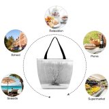 Yanfind Shopping Bag for Ladies Grey Outdoors Snow Blizzard Storm Winter Plant Vegetation Tree Forest Land Reusable Multipurpose Heavy Duty Grocery Bag for Outdoors.