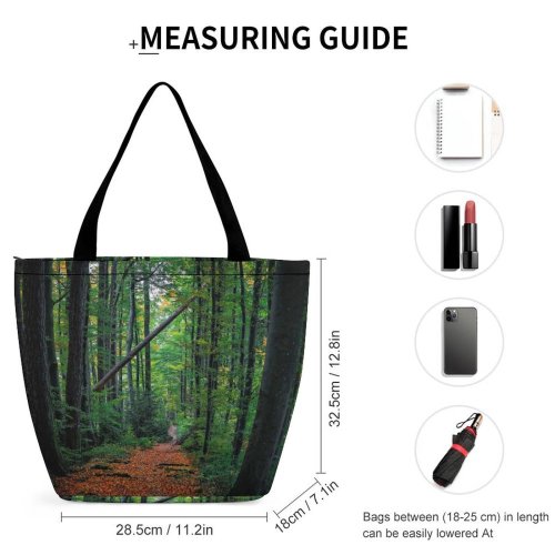 Yanfind Shopping Bag for Ladies Forest Tree Flora Land Outdoors Plant Vegetation Texture Switzerland Leaves Fall Autum Reusable Multipurpose Heavy Duty Grocery Bag for Outdoors.