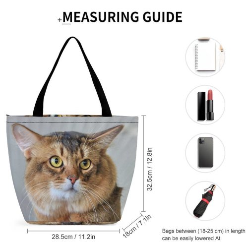 Yanfind Shopping Bag for Ladies Young Pet Kitten Portrait Tabby Curiosity Cute Little Adorable Staring Whisker Reusable Multipurpose Heavy Duty Grocery Bag for Outdoors.