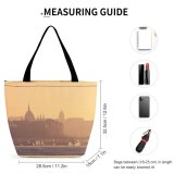 Yanfind Shopping Bag for Ladies Grey Architecture Building Spire Steeple Budapest Boat Transportation Vehicle Fog Dome Reusable Multipurpose Heavy Duty Grocery Bag for Outdoors.