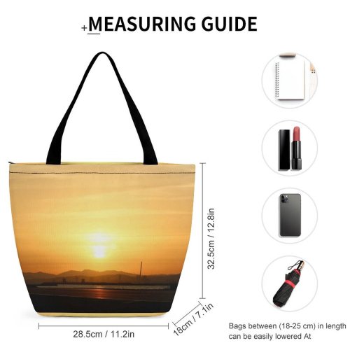Yanfind Shopping Bag for Ladies Gibraltar Sky Dusk Sunrise Sunset Dawn International Airport Outdoors Horizon Ocean Reusable Multipurpose Heavy Duty Grocery Bag for Outdoors.