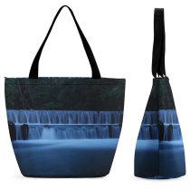 Yanfind Shopping Bag for Ladies Time Exposure Waterfall Resources Natural Landscape Watercourse Feature River Reusable Multipurpose Heavy Duty Grocery Bag for Outdoors.