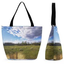 Yanfind Shopping Bag for Ladies Grassland Field Farm Rural Cow Cattle Meadow Pasture Ranch Grazing Outdoors Countryside Reusable Multipurpose Heavy Duty Grocery Bag for Outdoors.