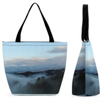 Yanfind Shopping Bag for Ladies Fog Morning Tree Winter Light Umbria Italy Sky Atmospheric Cloud Mist Reusable Multipurpose Heavy Duty Grocery Bag for Outdoors.