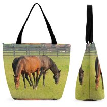 Yanfind Shopping Bag for Ladies Horse Farm Rural Pony Vertebrate Pasture Grazing Grassland Mane Mare Mustang Stallion Reusable Multipurpose Heavy Duty Grocery Bag for Outdoors.