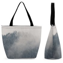 Yanfind Shopping Bag for Ladies Grey Fog Outdoors Mist Art Landscape Wildscape Moody Chill Dramatic Drama Melancholy Reusable Multipurpose Heavy Duty Grocery Bag for Outdoors.