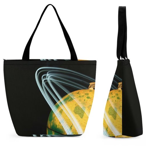 Yanfind Shopping Bag for Ladies Globe Ippnw Light Nuclear Peace Design Space Graphics Planet Reusable Multipurpose Heavy Duty Grocery Bag for Outdoors.