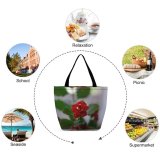 Yanfind Shopping Bag for Ladies Flower Plant Rose Geranium Lonely Macro Leaf Stock Reusable Multipurpose Heavy Duty Grocery Bag for Outdoors.