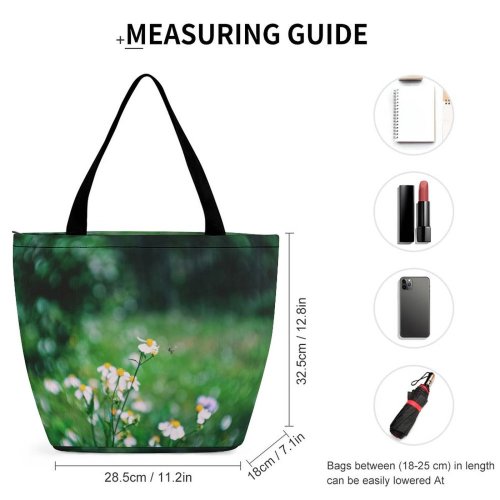 Yanfind Shopping Bag for Ladies Flower Cosmos Dalat Garden Daisy Bee Insect Bokeh Forest Tree Field Flora Reusable Multipurpose Heavy Duty Grocery Bag for Outdoors.