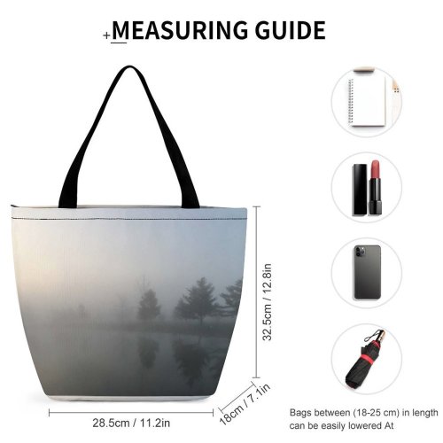 Yanfind Shopping Bag for Ladies Grey Outdoors Fog Mist Sauder Historical Village Archbold Ohio Usa Lake Public Reusable Multipurpose Heavy Duty Grocery Bag for Outdoors.