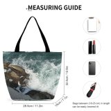 Yanfind Shopping Bag for Ladies Sea Turmoil Cliff Wall Rocks Stones Dizziness Attraction Fascination Danger Fear Reusable Multipurpose Heavy Duty Grocery Bag for Outdoors.