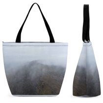 Yanfind Shopping Bag for Ladies Grey Outdoors Mist Fog Peak District National Park Baslow Road Bakewell Uk Reusable Multipurpose Heavy Duty Grocery Bag for Outdoors.