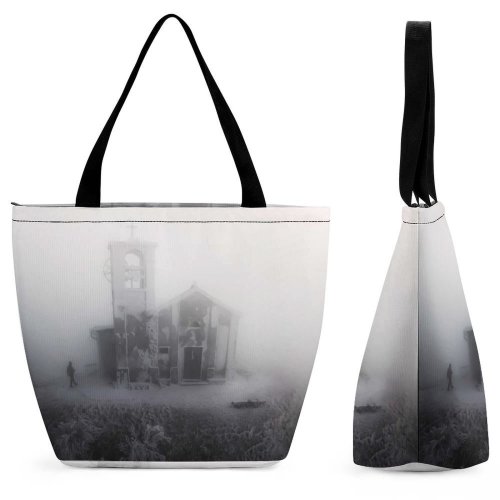 Yanfind Shopping Bag for Ladies Grey Fog Outdoors Mist Smog Pollution Creative Commons Reusable Multipurpose Heavy Duty Grocery Bag for Outdoors.