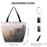Yanfind Shopping Bag for Ladies Fog Outdoors Mist Tree Sunrise Grey Stock Reusable Multipurpose Heavy Duty Grocery Bag for Outdoors.