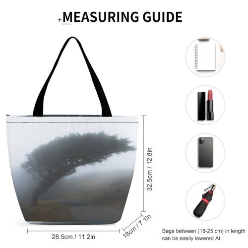 Yanfind Shopping Bag for Ladies Fog Outdoors Mist Grey Point Reyes National Seashore Inverness United States Landscape Reusable Multipurpose Heavy Duty Grocery Bag for Outdoors.