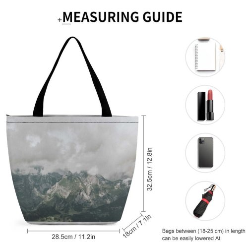 Yanfind Shopping Bag for Ladies Grey Outdoors Range Slope Peak Scenery Landscape Summer Chaesserugg Land Reusable Multipurpose Heavy Duty Grocery Bag for Outdoors.