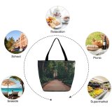 Yanfind Shopping Bag for Ladies Garden Outdoors Arbour Cluj-Napoca Romania Path Flagstone Girls Botanical Plants Porch Purple Reusable Multipurpose Heavy Duty Grocery Bag for Outdoors.