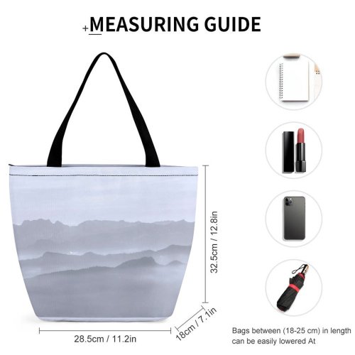 Yanfind Shopping Bag for Ladies Fog Outdoors Mist Sunshine Coast Bc Landscape British Columbia Squamish Whistler Reusable Multipurpose Heavy Duty Grocery Bag for Outdoors.