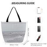 Yanfind Shopping Bag for Ladies Grey Beach Ocean Coast Outdoors Sea Avalon United States Surfer Swim Atlantic Reusable Multipurpose Heavy Duty Grocery Bag for Outdoors.