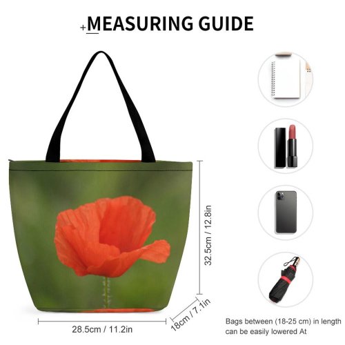 Yanfind Shopping Bag for Ladies Flower Petal Coquelicot Plant Flowering Poppy Family Corn Stem Wildflower Reusable Multipurpose Heavy Duty Grocery Bag for Outdoors.