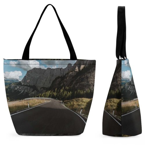 Yanfind Shopping Bag for Ladies Highway Asphalt Tarmac Building Outdoors Road Cycling Traveling Evening Reusable Multipurpose Heavy Duty Grocery Bag for Outdoors.