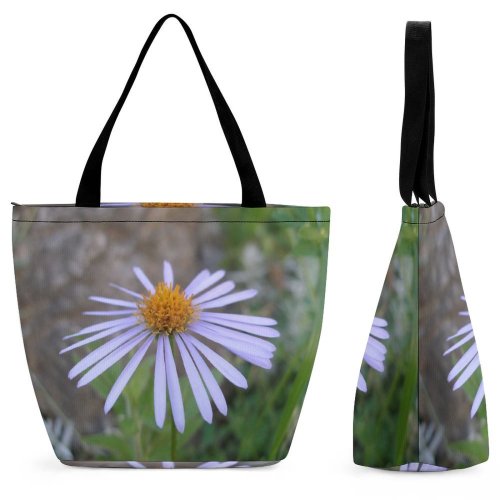 Yanfind Shopping Bag for Ladies Garden Spring Macro Violet Flower Flowering Plant Petal Aster Daisy Family Botany Reusable Multipurpose Heavy Duty Grocery Bag for Outdoors.