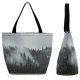 Yanfind Shopping Bag for Ladies Grey Tree Plant Abies Fir Pine Conifer Fog Zabljak Montenegro Spruce Outdoors Reusable Multipurpose Heavy Duty Grocery Bag for Outdoors.