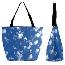 Yanfind Shopping Bag for Ladies Sky Clouds High Above Tall Look Reach Cloud Daytime Cobalt Atmosphere Azure Reusable Multipurpose Heavy Duty Grocery Bag for Outdoors.