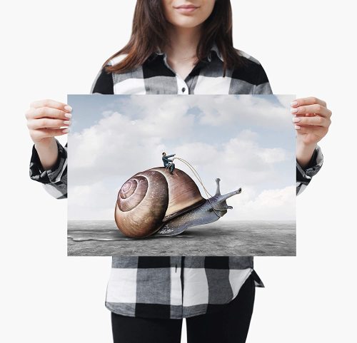 yanfind A3| Surreal Giant Snail Poster Print Size A3 Funny Mens Poster
