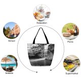 Yanfind Shopping Bag for Ladies Pond Fountain Rock Shelf Rockery Spring Waterfall Natural Landscape Resources Reusable Multipurpose Heavy Duty Grocery Bag for Outdoors.