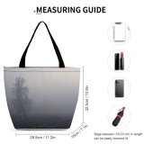Yanfind Shopping Bag for Ladies Grey Fog Haze Tree Winter Frost Landscape Mist Outdoors Alone Gust Wind Reusable Multipurpose Heavy Duty Grocery Bag for Outdoors.