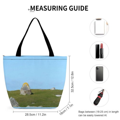 Yanfind Shopping Bag for Ladies Grassland Outdoors Field Countryside Meadow Rural Farm Grass Plant Pasture Ranch Plateau Reusable Multipurpose Heavy Duty Grocery Bag for Outdoors.