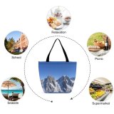 Yanfind Shopping Bag for Ladies Snow High Altitude Mont Blanc Look Top Mountainous Landforms Range Reusable Multipurpose Heavy Duty Grocery Bag for Outdoors.