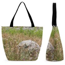 Yanfind Shopping Bag for Ladies Grass Plant Vegetation Ground Flower Rock Field Soil Outdoors Land Apiaceae Reusable Multipurpose Heavy Duty Grocery Bag for Outdoors.