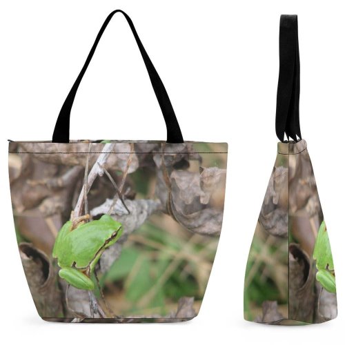 Yanfind Shopping Bag for Ladies Frog Forest Hyla Amphibian Tree Leaf Pacific Treefrog Adaptation Organism Plant Reusable Multipurpose Heavy Duty Grocery Bag for Outdoors.