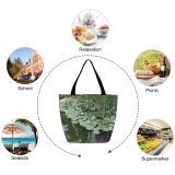 Yanfind Shopping Bag for Ladies Lily Lilly Nymphaea Alba Flower Plant Flowering Aquatic Fragrant Lotus Family Pond Reusable Multipurpose Heavy Duty Grocery Bag for Outdoors.