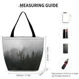 Yanfind Shopping Bag for Ladies Fog Forest Grey Tree Foggy Flora Land Outdoors Plant Vegetation Cloudy Pine Reusable Multipurpose Heavy Duty Grocery Bag for Outdoors.