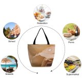Yanfind Shopping Bag for Ladies Flower Petal Plant Droplet Rose Cream Creme Dessert Drop Muted Reusable Multipurpose Heavy Duty Grocery Bag for Outdoors.