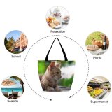 Yanfind Shopping Bag for Ladies Young Pet Funny Portrait Curiosity Cute Little Sit Sleep Cat Whisker Reusable Multipurpose Heavy Duty Grocery Bag for Outdoors.