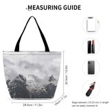 Yanfind Shopping Bag for Ladies Grey Range Outdoors Peak Scenery Snow Clouds Covering Winter Uttarakhand Reusable Multipurpose Heavy Duty Grocery Bag for Outdoors.