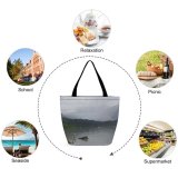 Yanfind Shopping Bag for Ladies Frozen Alaska Highland Lake Loch Fjord District Atmospheric Sky Reusable Multipurpose Heavy Duty Grocery Bag for Outdoors.