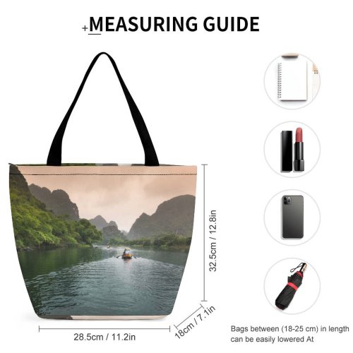 Yanfind Shopping Bag for Ladies Adventure Daylight Raft Travel Island Boat River Transportation Outdoors Scenic Seashore Reusable Multipurpose Heavy Duty Grocery Bag for Outdoors.