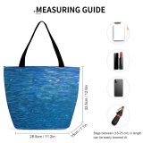 Yanfind Shopping Bag for Ladies Screen Fish Abstract Ocean Sea Aqua Azure Shoal Forage Marine Reusable Multipurpose Heavy Duty Grocery Bag for Outdoors.