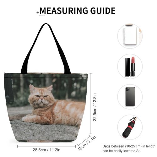 Yanfind Shopping Bag for Ladies Young Pet Funny Kitten Portrait Curiosity Cute Ginger Sleep Cat Whisker Reusable Multipurpose Heavy Duty Grocery Bag for Outdoors.