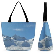 Yanfind Shopping Bag for Ladies Hiils Austria Ski Tirol Neustif Mountainous Landforms Snow Range Glacial Reusable Multipurpose Heavy Duty Grocery Bag for Outdoors.
