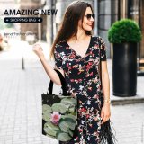 Yanfind Shopping Bag for Ladies Lily Lilly Nymphaea Alba Flower Plant Fragrant Aquatic Petal Lotus Family Sacred Reusable Multipurpose Heavy Duty Grocery Bag for Outdoors.